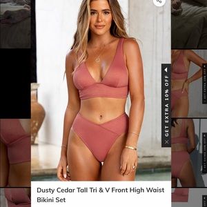 Dusty Cedar Tall Tri & V Front High Waist Bikini Set